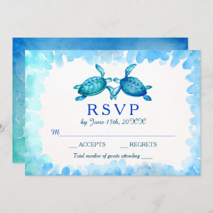 Cartões RSVP de Casamento de Tartaruga Marítima