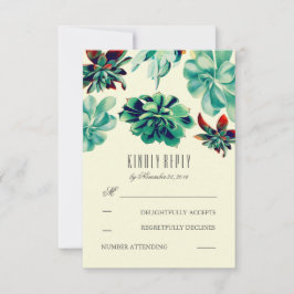 Cartões RSVP de Casamento de Teal Buquê Sucultivos