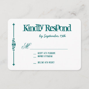 Cartões RSVP de Casamento de Tipografia de Teal Tu