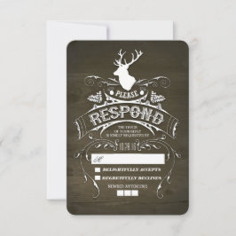 Cartões RSVP de Casamento de Veado Rustic Deer Woo