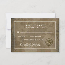 Cartões RSVP de Casamento de Vintage em Compass Ná