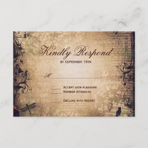 Cartões RSVP de Casamento de Vintage Garden