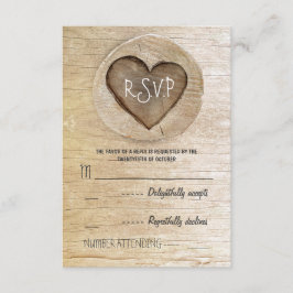 Cartões RSVP de casamento do Coração da Madeira do