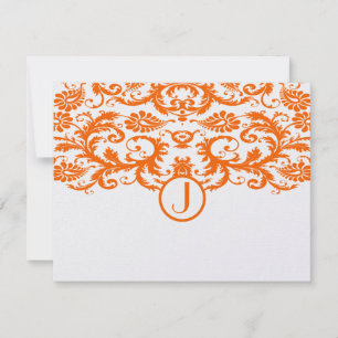 Cartões RSVP de Casamento do Monograma do Damask L