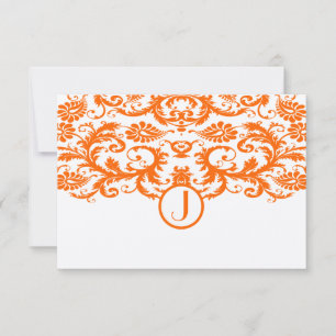 Cartões RSVP de Casamento do Monograma do Damask L