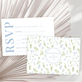 Cartões RSVP de casamento do primavera azul verde