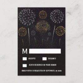 Cartões RSVP de Casamento Dourado Preto