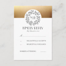 Cartões RSVP de Casamento Dourado Respiração da ci