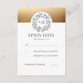 Cartões RSVP de Casamento Dourado Respiração da ci