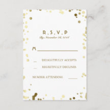 Cartões RSVP de Casamento Elegante Branca de Confe