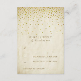 Cartões RSVP de Casamento Elegante Confetti Dourad