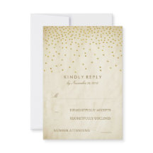 Cartões RSVP de Casamento Elegante Confetti Dourad