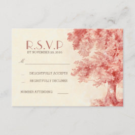 cartões RSVP de casamento em árvore pintada com aq