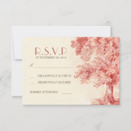 cartões RSVP de casamento em árvore pintada com aq