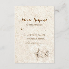 Cartões rsvp de casamento em praia