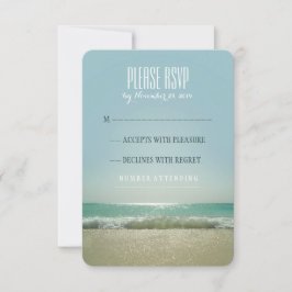 Cartões RSVP de casamento em praia moderna com mar