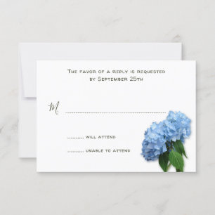 Cartões RSVP de Casamento Floral Azul
