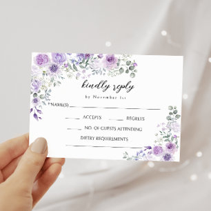 Cartões RSVP de Casamento Floral Boêmia Purple Lil