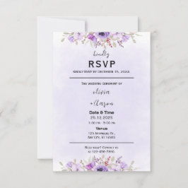 Cartões RSVP de Casamento Floral Boho Purple