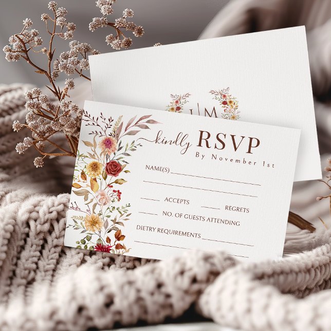 Cartões RSVP de Casamento Floral do Elegante Burgu (Criador carregado)