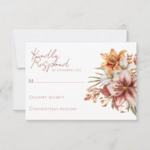 Cartões RSVP de Casamento Floral Elegante Boho Fal