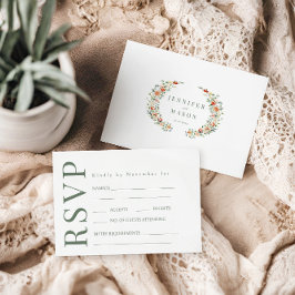Cartões RSVP de Casamento Floral Laranja Elegante