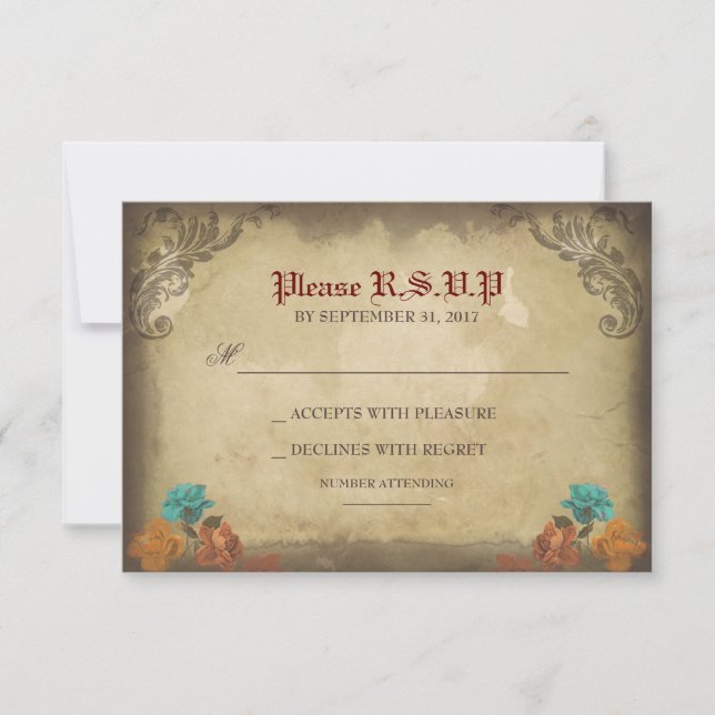 Cartões RSVP de Casamento Gótico (Frente)