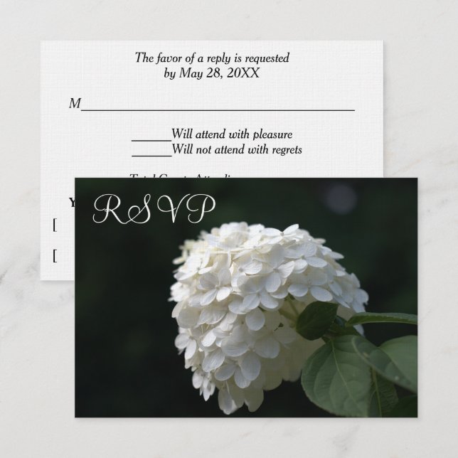 Cartões RSVP de Casamento Hydrangea Limão Branco (Frente/Verso)