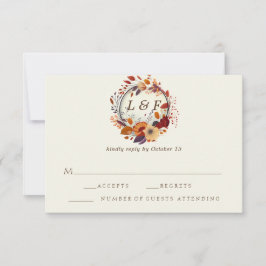 Cartões RSVP de Casamento Inicial de Flor Selvagem