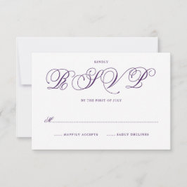 Cartões RSVP de Casamento Justo em Roxo Real
