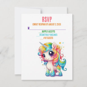 Cartões RSVP de Casamento Mágico Branca Unicórica