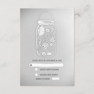 Cartões RSVP de Casamento Mason jar cinza leve