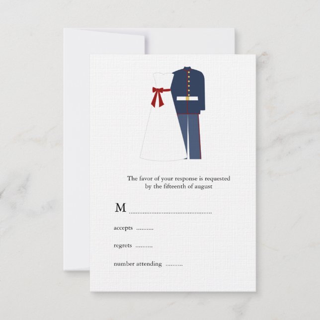 Cartões RSVP de Casamento Militar (Frente)