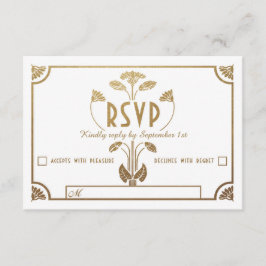 Cartões RSVP de Casamento Nouveau Egípcios (Dourad