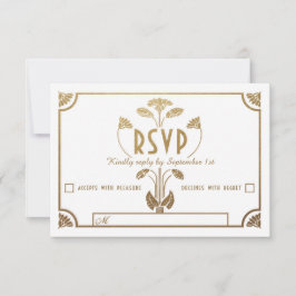 Cartões RSVP de Casamento Nouveau Egípcios (Dourad