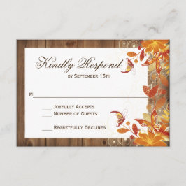Cartões RSVP de Casamento outono de Madeira Floral
