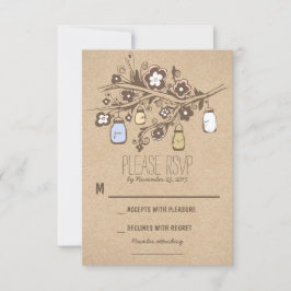Cartões RSVP de casamento para pedras florais de r
