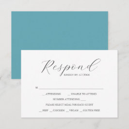 Cartões RSVP de Casamento Personalizado Azul Turqu
