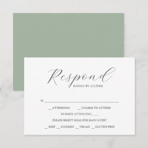 Cartões RSVP de Casamento Personalizado Verde