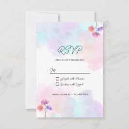 Cartões RSVP de Casamento Pink e Azul Pastel