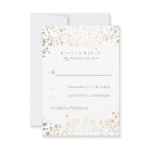 Cartões RSVP de Casamento Respiratório de Foil Bab