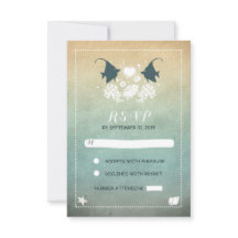 cartões RSVP de casamento romântico em praia