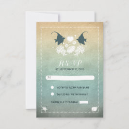 cartões RSVP de casamento romântico em praia
