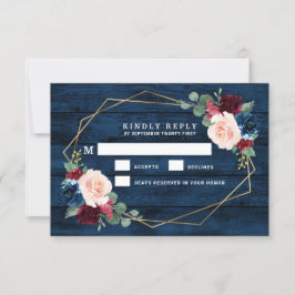Cartões RSVP de Casamento Rosa Cor-de-Rosa Dourada