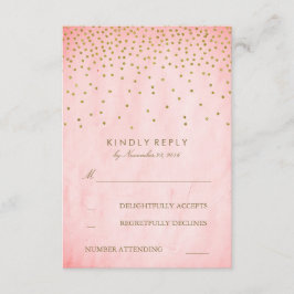 Cartões RSVP de Casamento Rosa de Confetti Dourado