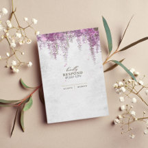 Cartões RSVP de Casamento Roxo de Wisteria Elegant