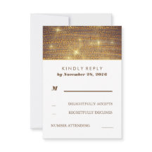 Cartões RSVP de Casamento RSVP de Confetti Dourado