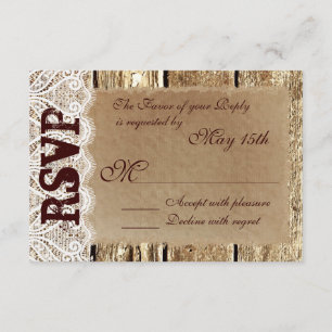 Cartões RSVP de Casamento RSVP de Locação de Madei