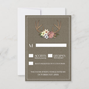 Cartões RSVP de Casamento RSVP Rustic Burlap Deer