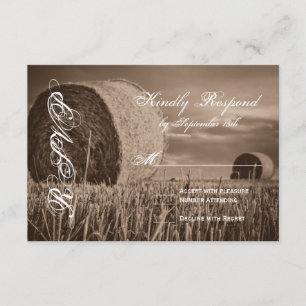Cartões RSVP De Casamento Rural Rustic Country Hay